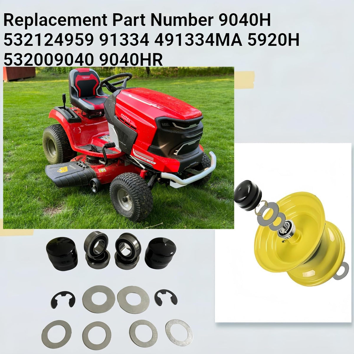 DEEG 4PCS 9040H Lawn Mower Front Wheel Bushing to Bearing Conversion Kit