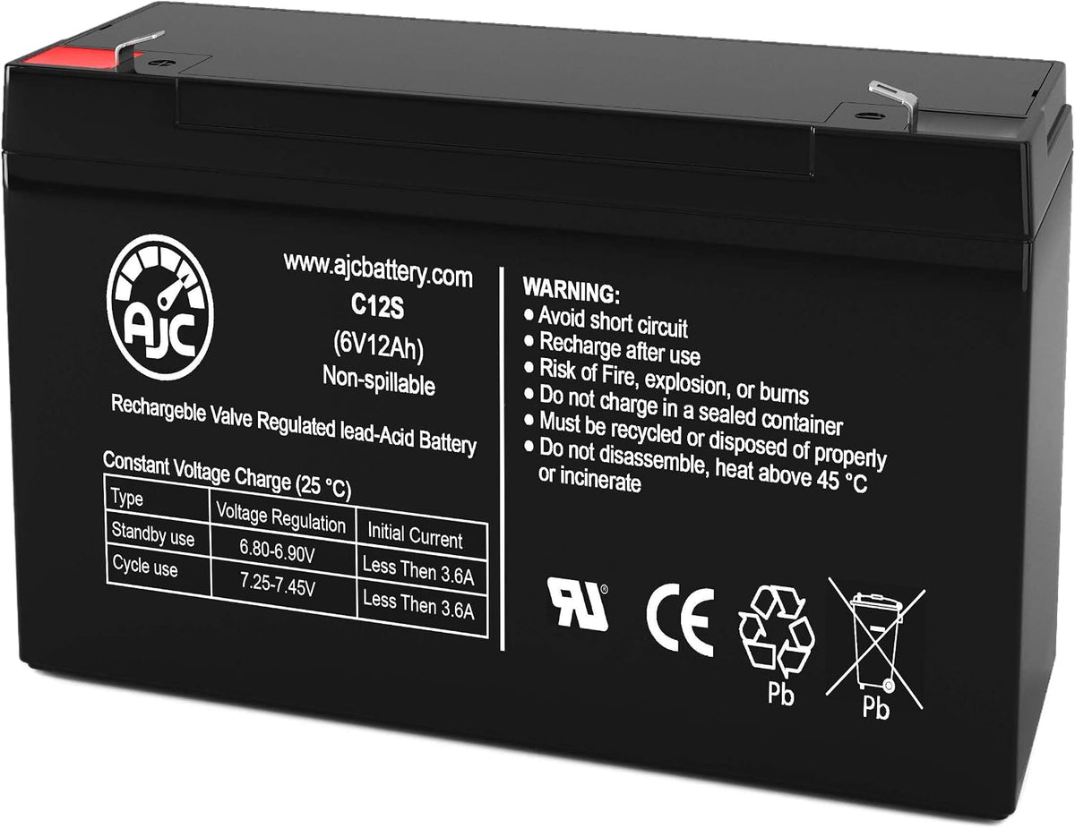AJC Battery Compatible with Hubbell 0120800 6V 12Ah Emergency Light Battery