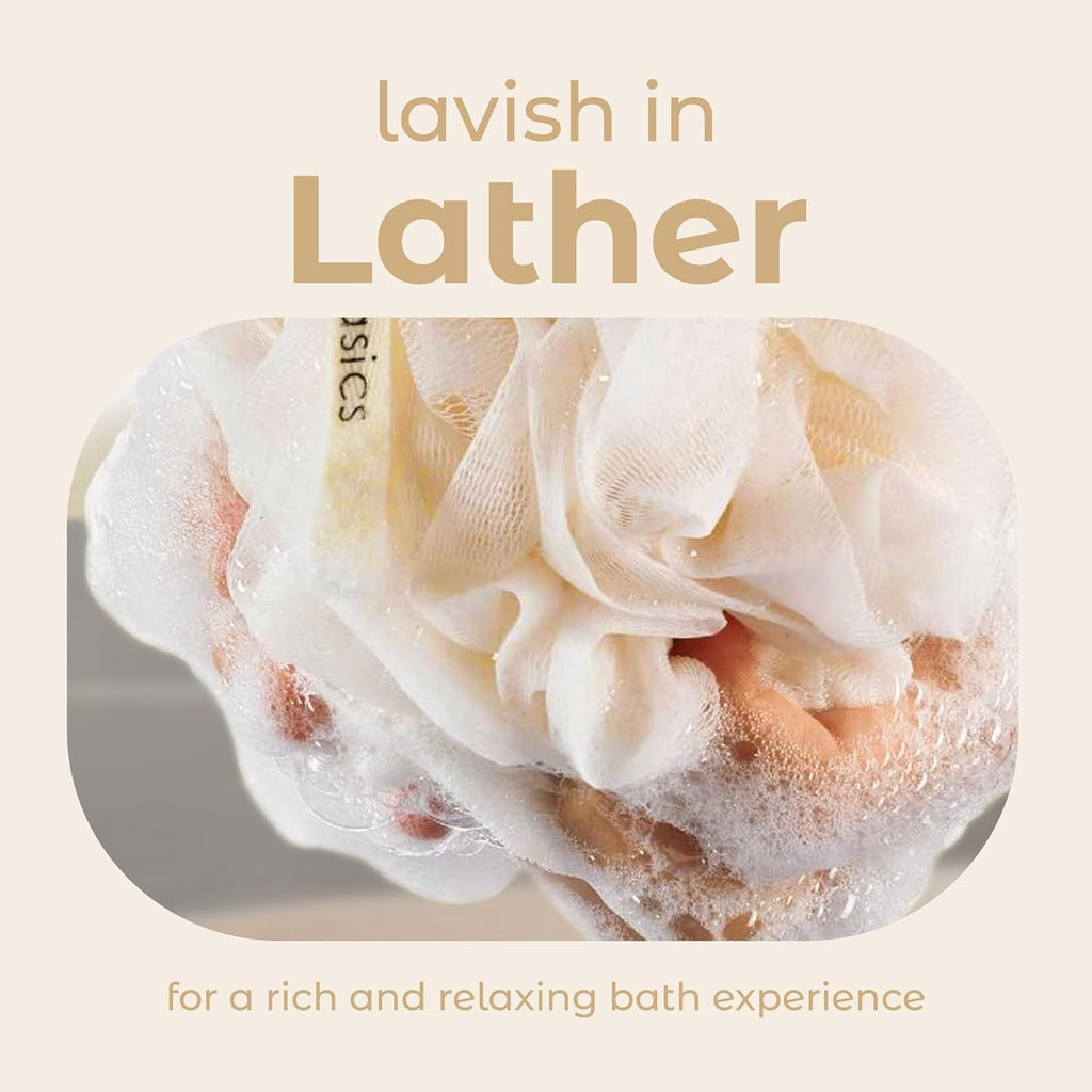 Seaweed Infused Bath Shower Loofah Sponge Pouf Body Wash Scrubber (Set of 3)
