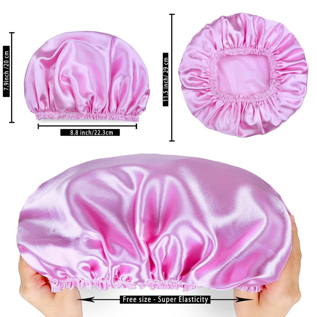 Shower Caps for Women, 4 PCS Reusable Waterproof Bath Cap
