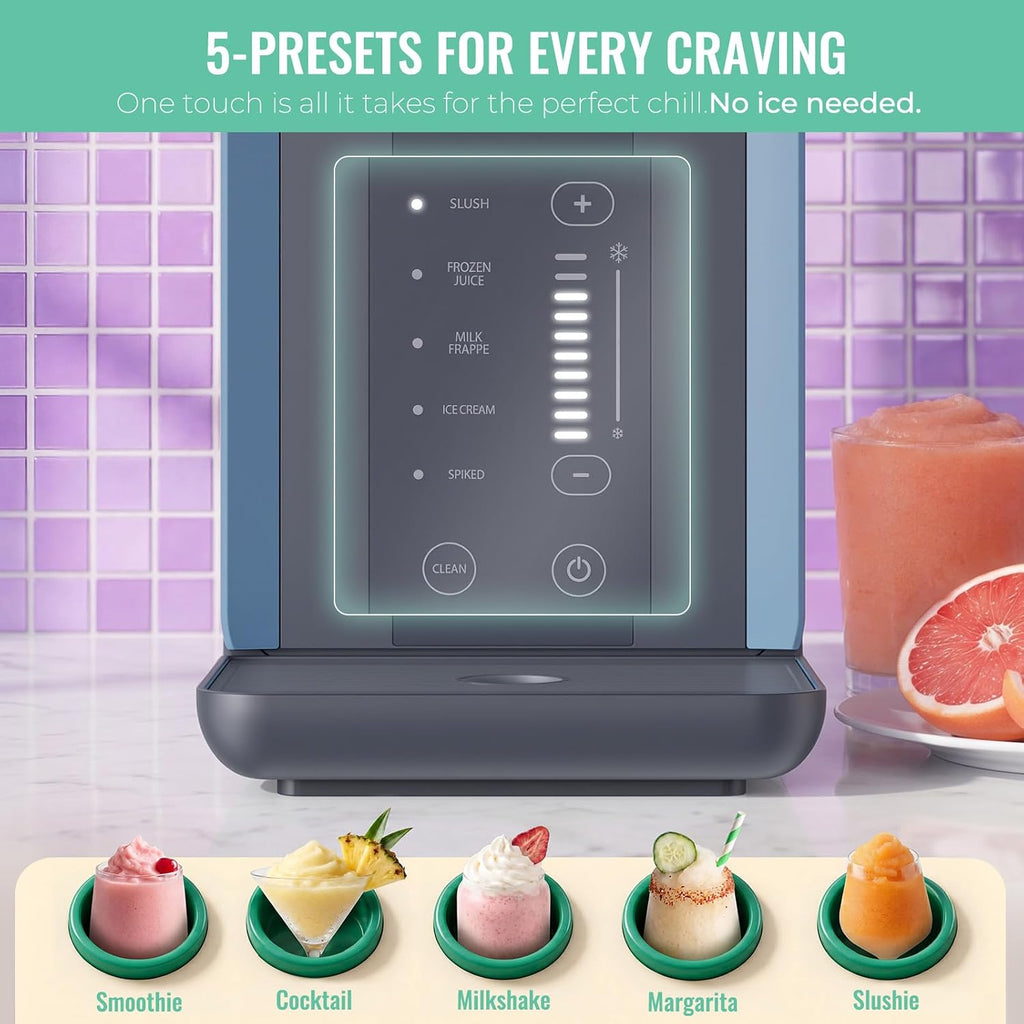Slushie Machine for Home, 66oz Smart Frozen Drink Maker, 5 Programs & Clean Mode, No-Ice-Needed Slushy Maker for