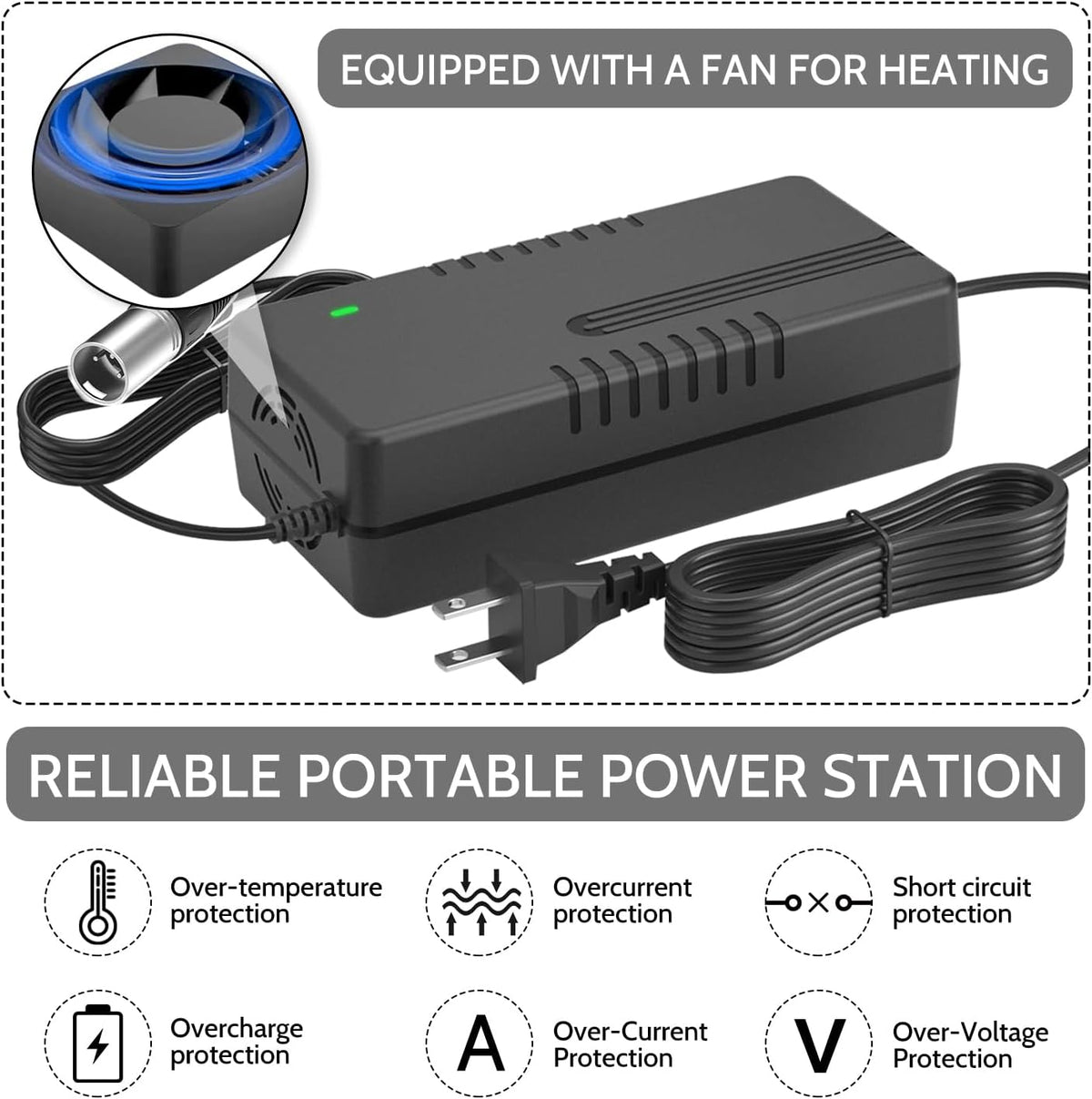 24V 5A 3-Pin Male XLR Charger for Lakematic, Pride Mobility, Jazzy Power Chair, Shoprider, Drive Medical, Golden Technologies, Rascal 200T/500T/301 PC 24BC5000TF-1, Only for Lead Acid