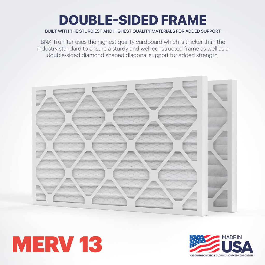 TruFilter 10x24x1 Air Filter MERV 13 (4-Pack) - MADE IN USA - Electrostatic Pleated Air Conditioner HVAC AC Furnace