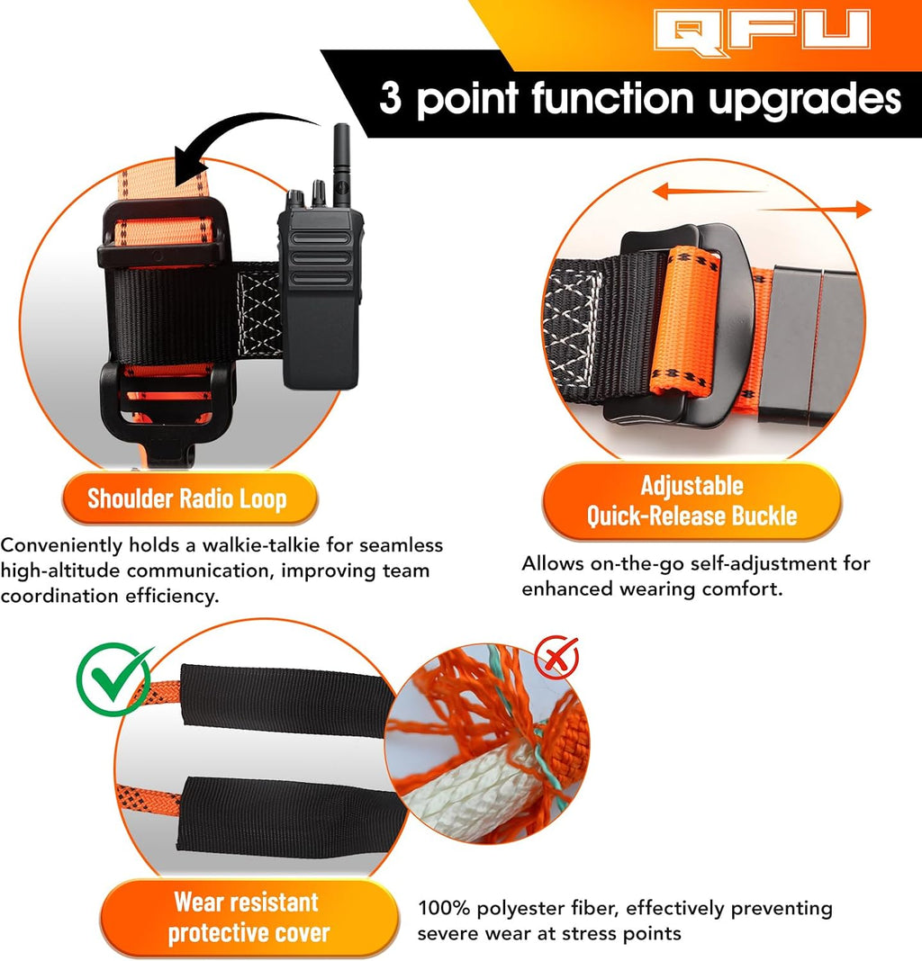 Safety harness fall protection kit, equipped with shock-absorbing ropes