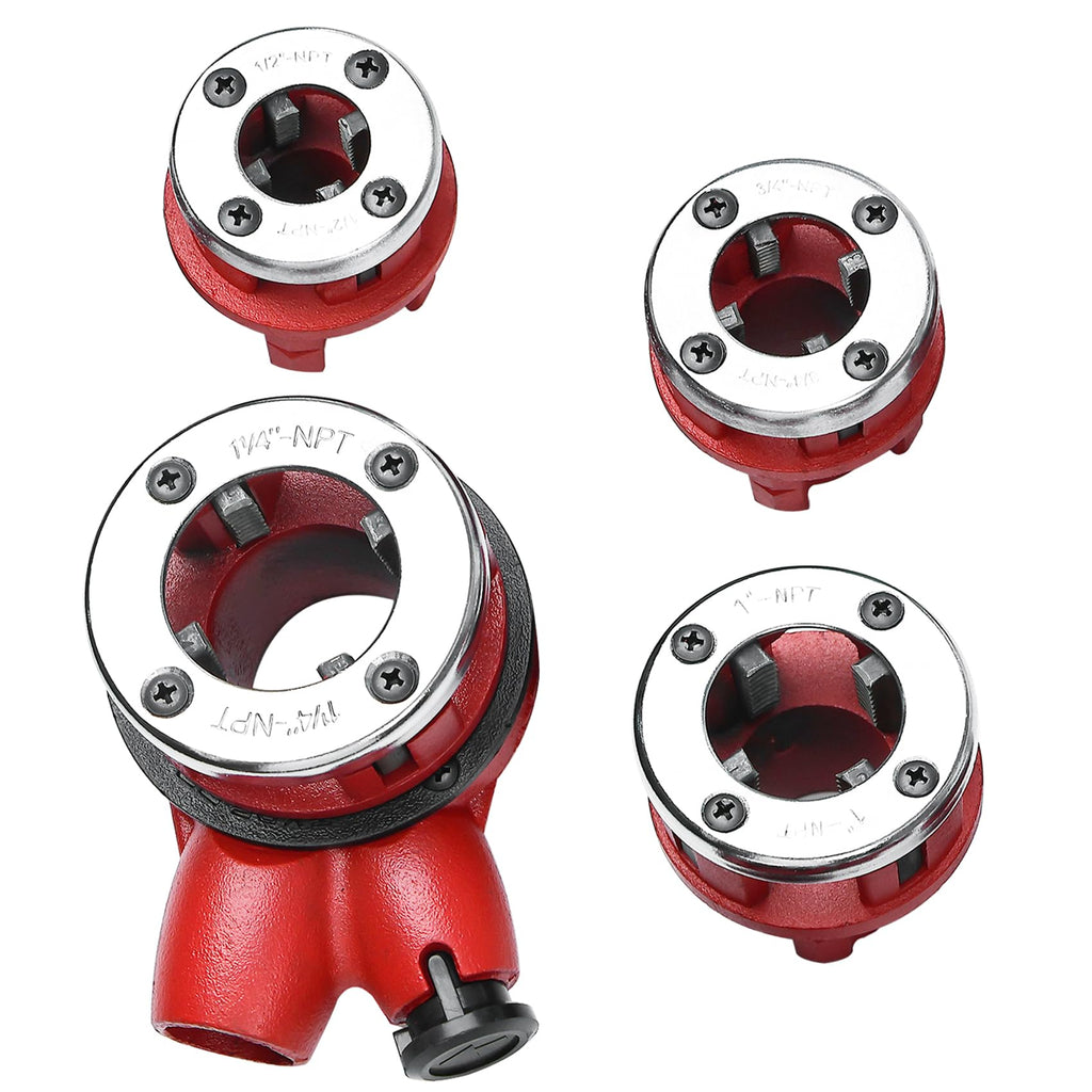 Yaegoo Ratchet Pipe Threader Kit with 4 Dies, 1/2" 3/4" 1" 1-1/4" NPT