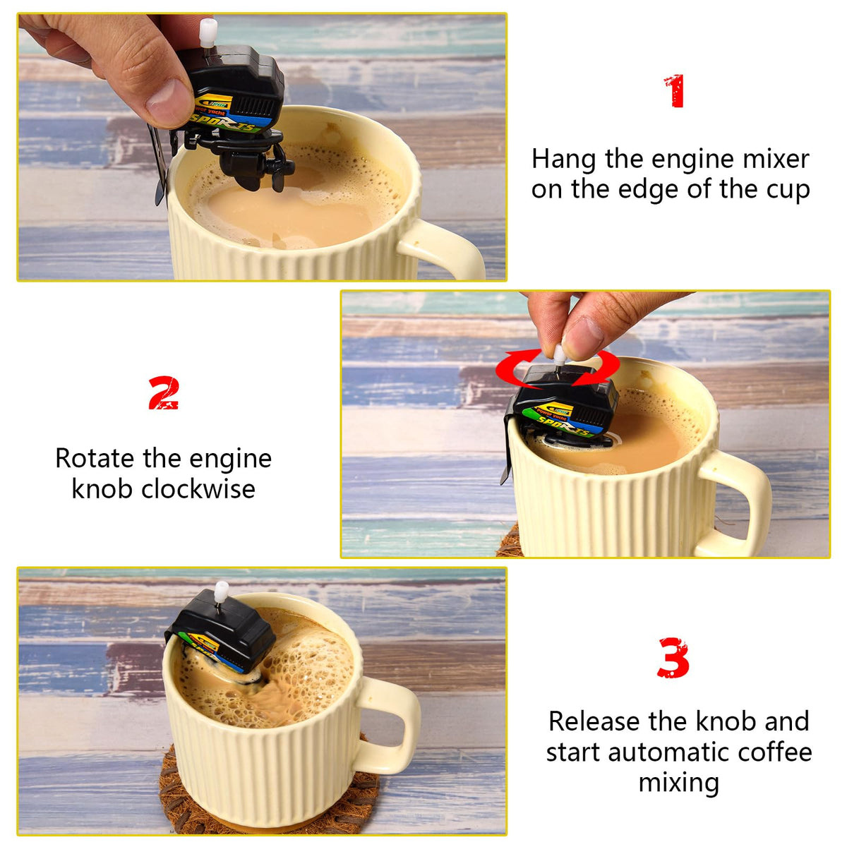 Boat Motor Coffee Stirrer Set of 2, Cool Gadgets for Coffee Lovers, 2-PCS