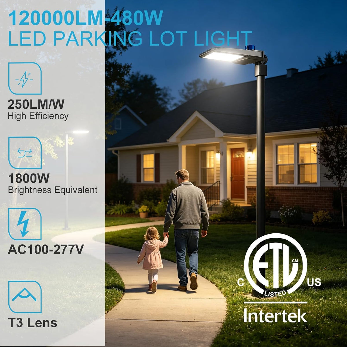 Lightdot 2Pack Parking Lot Light Outdoor 480W LED Pole Light with Photocell