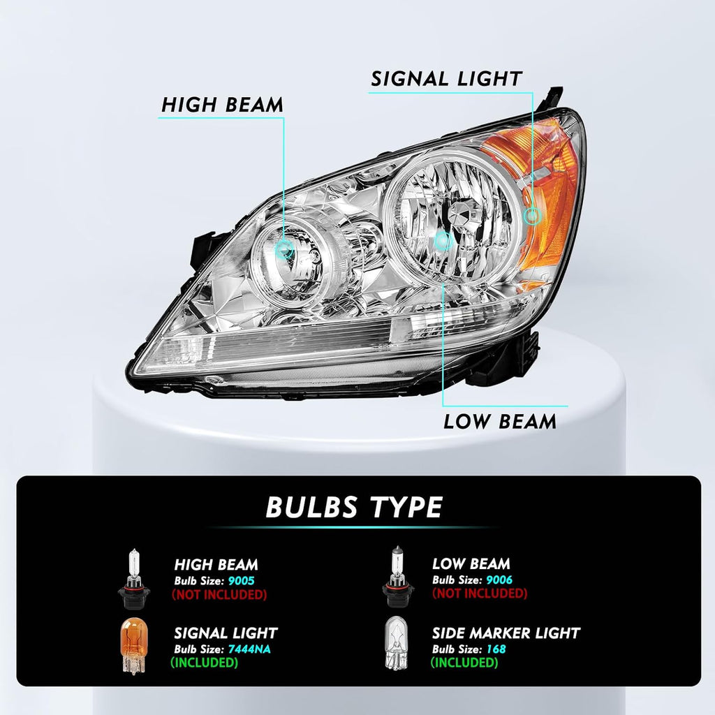 TUSDAR Headlights Fit for 2005-2010 Honda Odyssey Pair