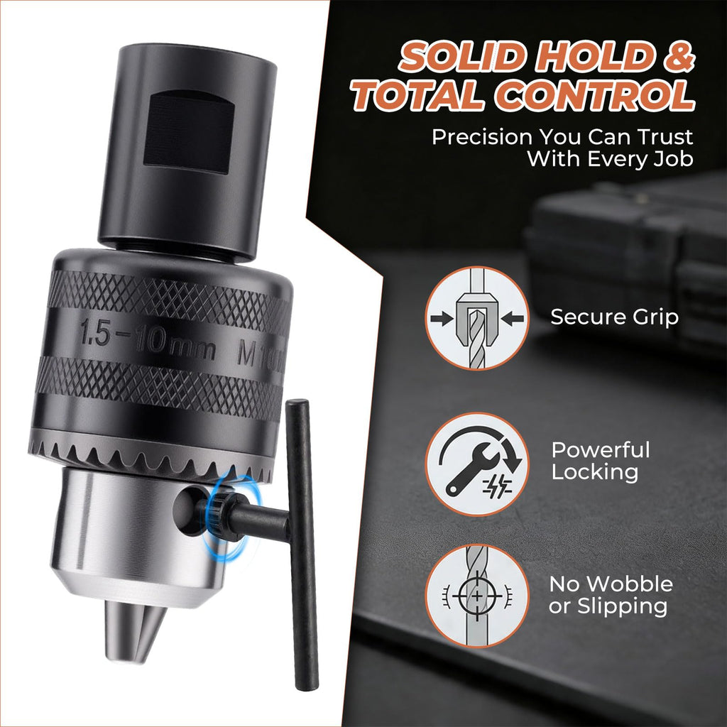 5/8"-11 Thread Angle Grinder Conversion Kit,1/16''-3/8'' Metal Drill Chuck
