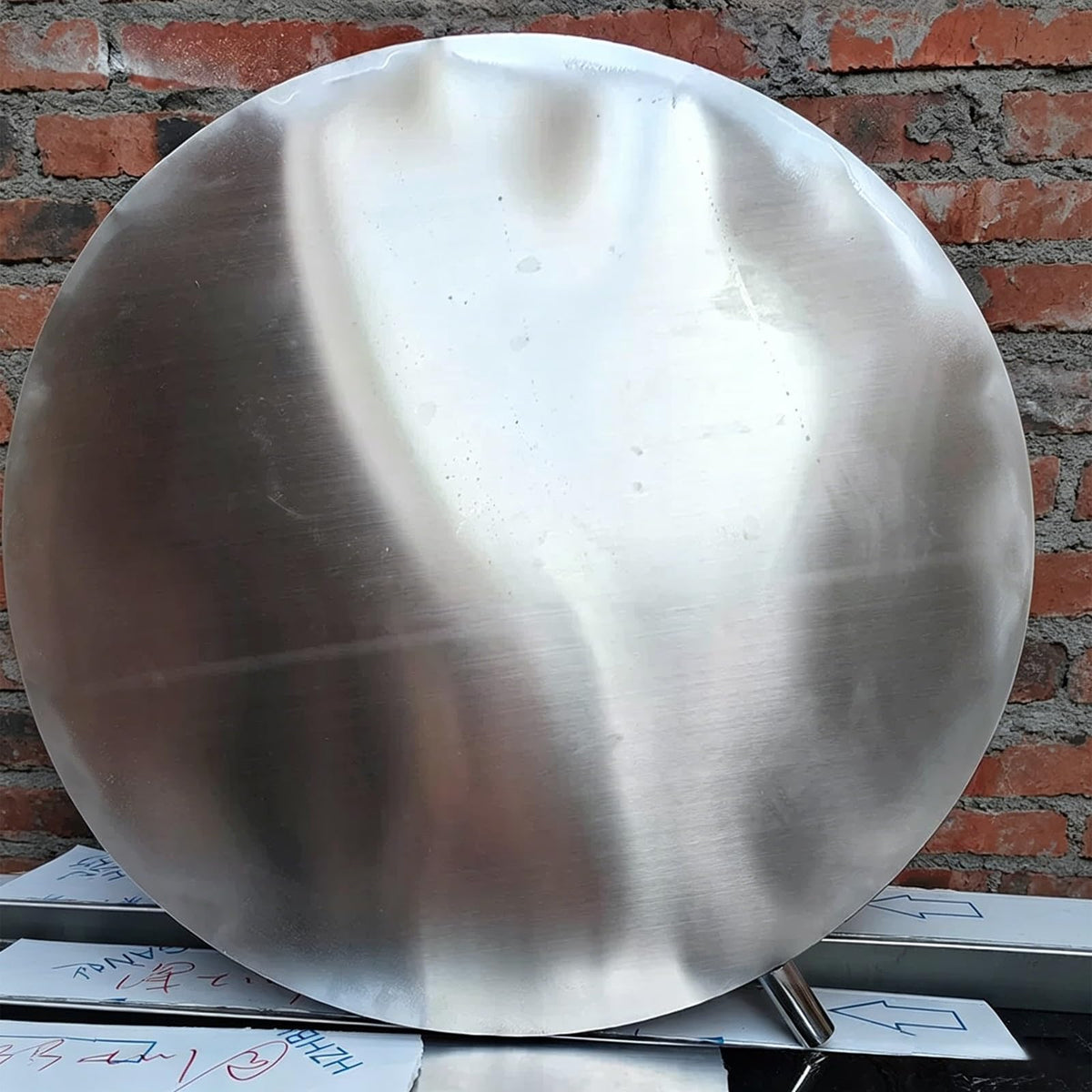 304 Stainless Steel Round Drip pan With Raised Edge and Drain Outlet Customizable Condensate Drain pan for air Conditioner HVAC Washing Machine Water Under Freezer Drain pan(50x50x5cm(20x20x2in))