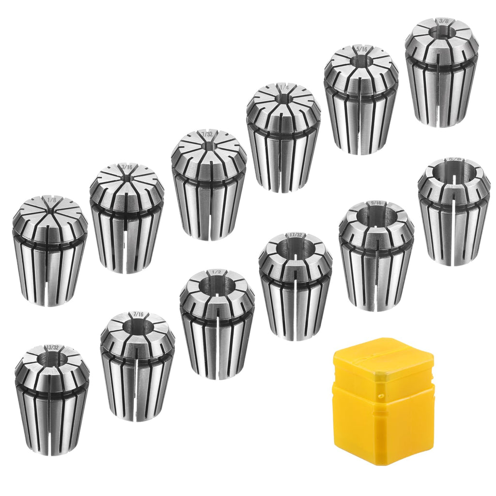 HARFINGTON 12pcs Spring Collet Chuck ER25 1/2" - 17/32" 65Mn Spring Steel Precision Router Collets for CNC Engraving Milling Lathe Tool