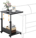 Hospital Bedside Table with Wheels Adjustable Height Sofa Side, Rolling Hospital Table, Mobile Computer Desk Laptop