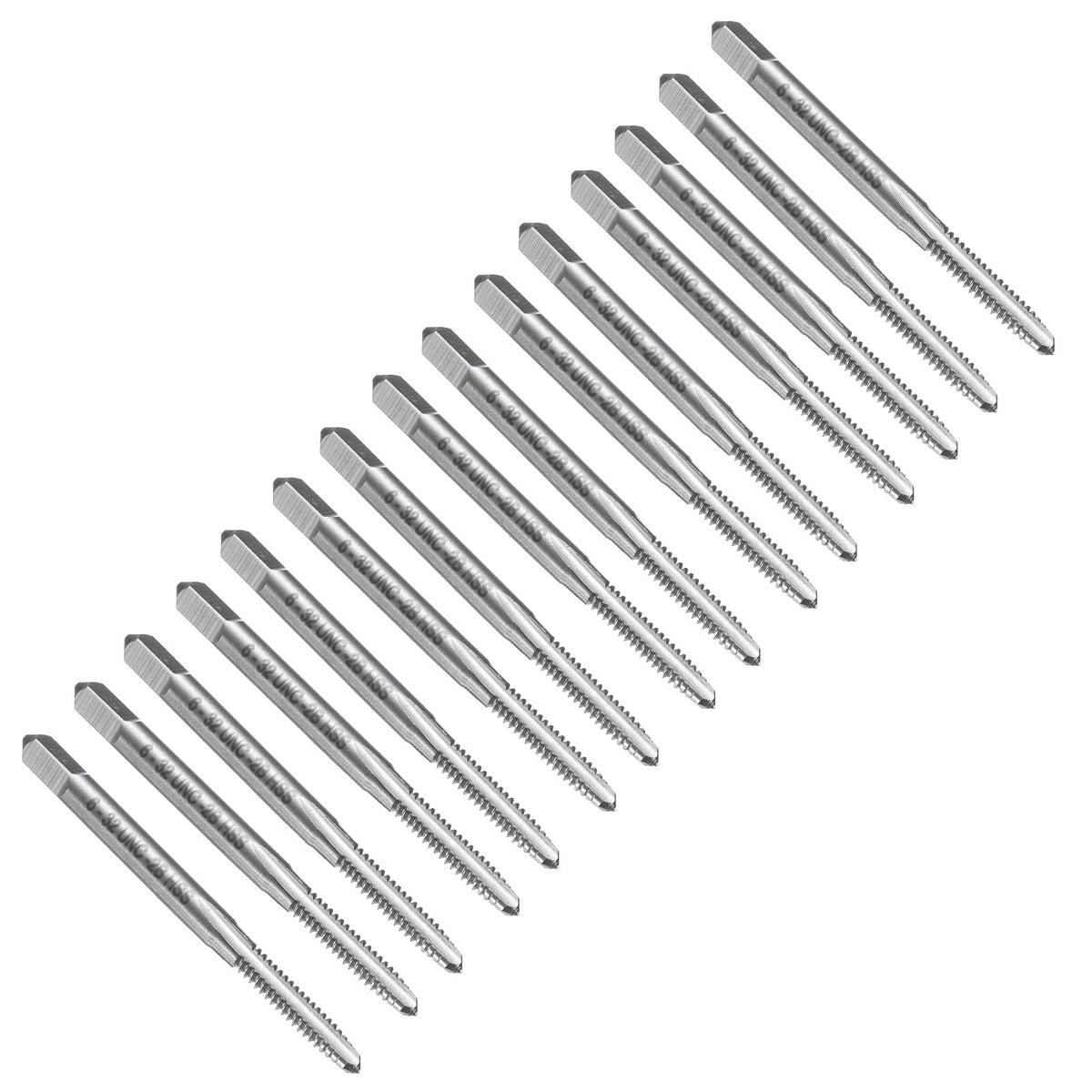 uxcell 15pcs Straight Flute Thread Tap, 6-32 UNC Screw Threading Tapping Tool Thread Milling Machine Taps, High-Speed Steel 6542 (HSS 6542)