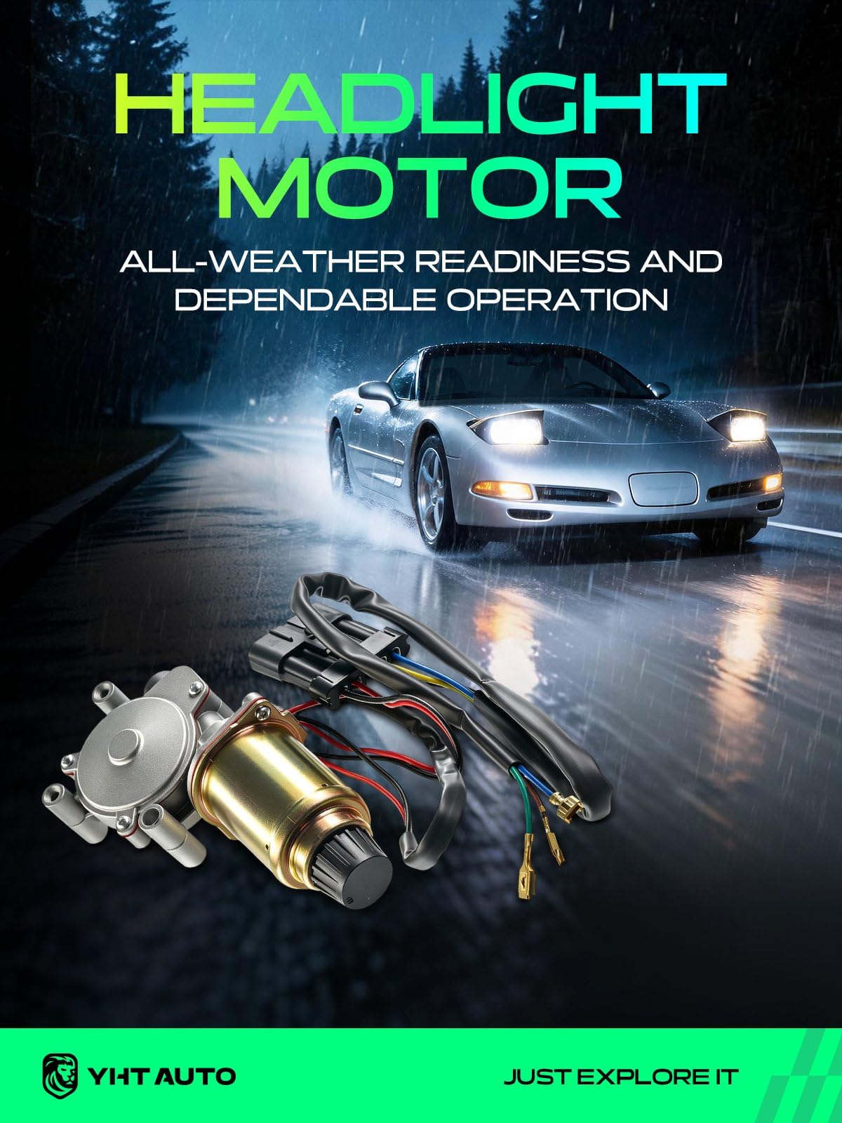 YHTAUTO Driver Side Headlight Motor for Chevrolet Corvette 1991-1996
