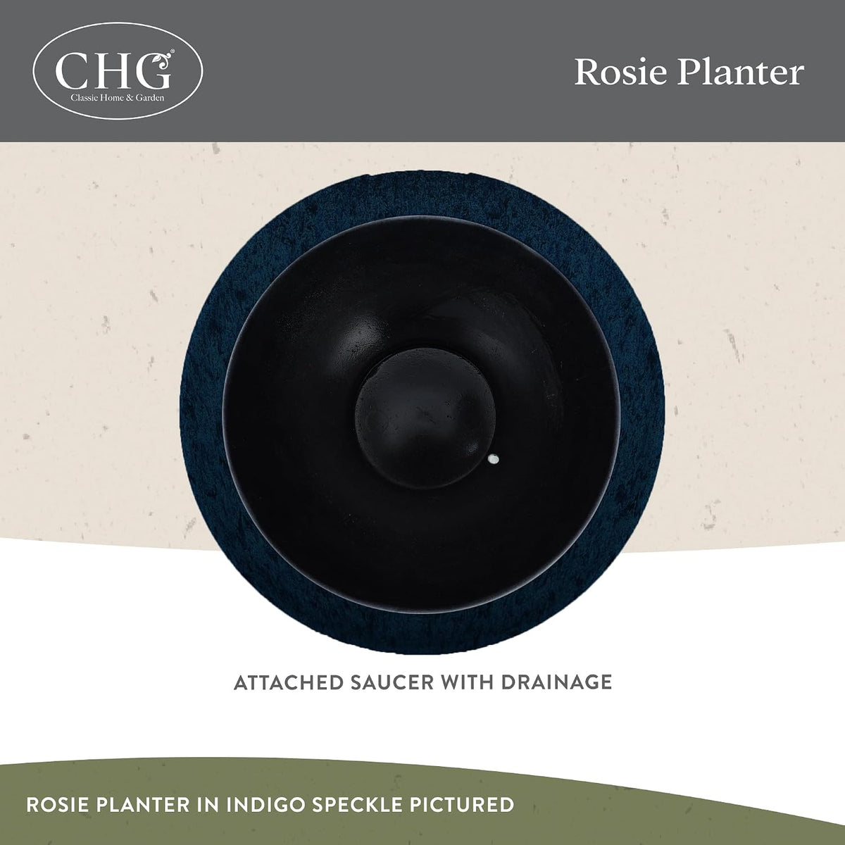 Classic Home and Garden by Growscape Rosie Modern Planter w/Drainage - Contemporary Planter Bowls - Shallow Round