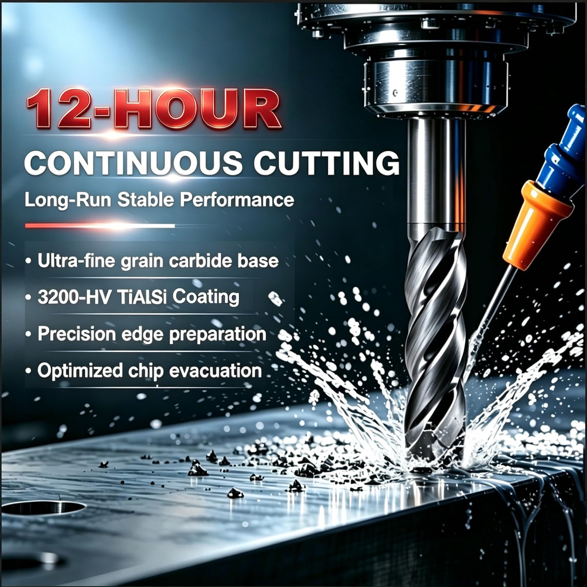 1/4 Carbide End Mill- 4 Flute Square Endmill for Steel 2pcs