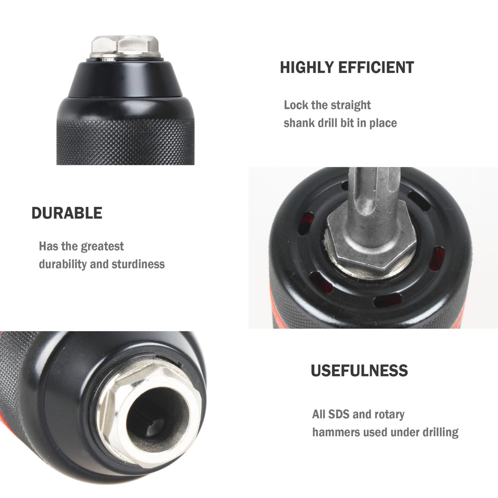 SDS-Plus Shank 3-Jaw 1/2 Inch Keyless Chuck Adapter for SDS Plus Hammers