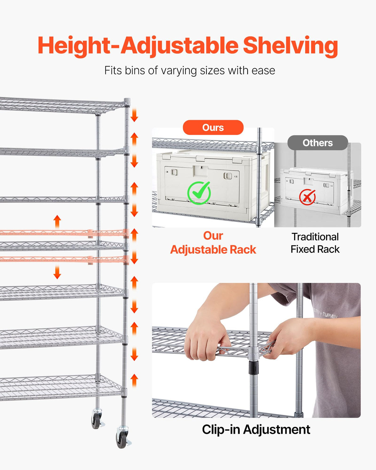 7-Tier Rolling Bin Storage Rack, 24 Small Bins, Bin Rack Storage Steel Wire Shelving System with Wheels, Mobile Tool
