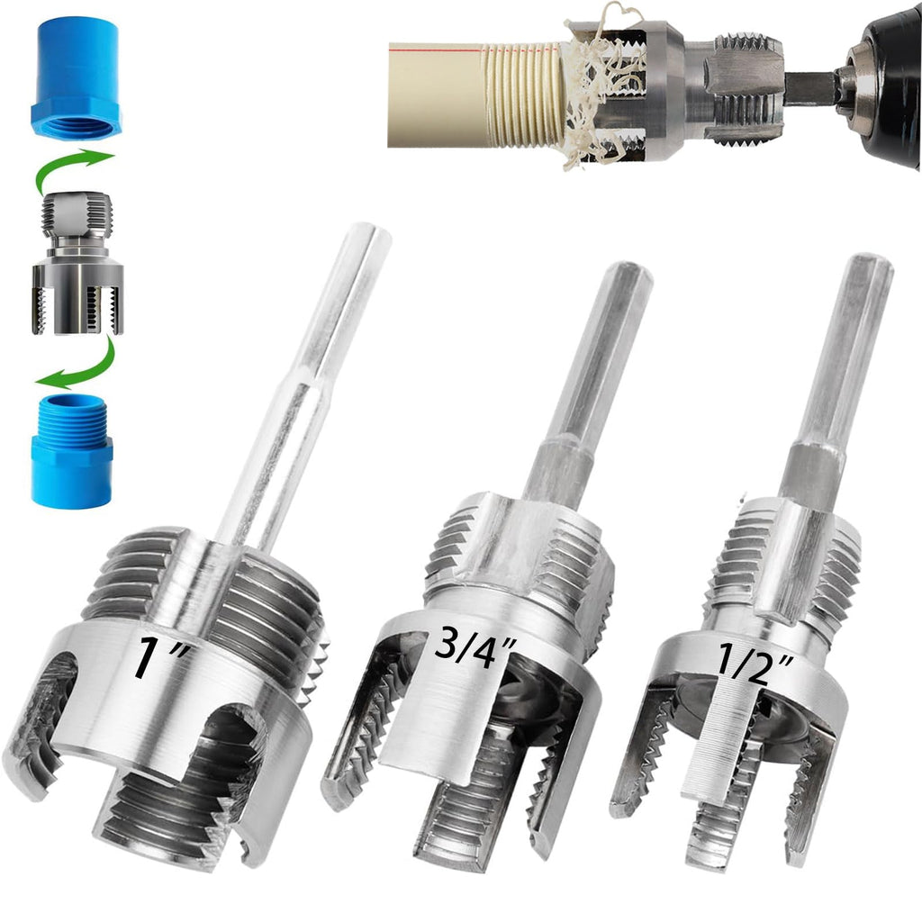Pipe Threading Tool Kit, 1/2", 3/4", 1" Sizes,Internal & External Threader