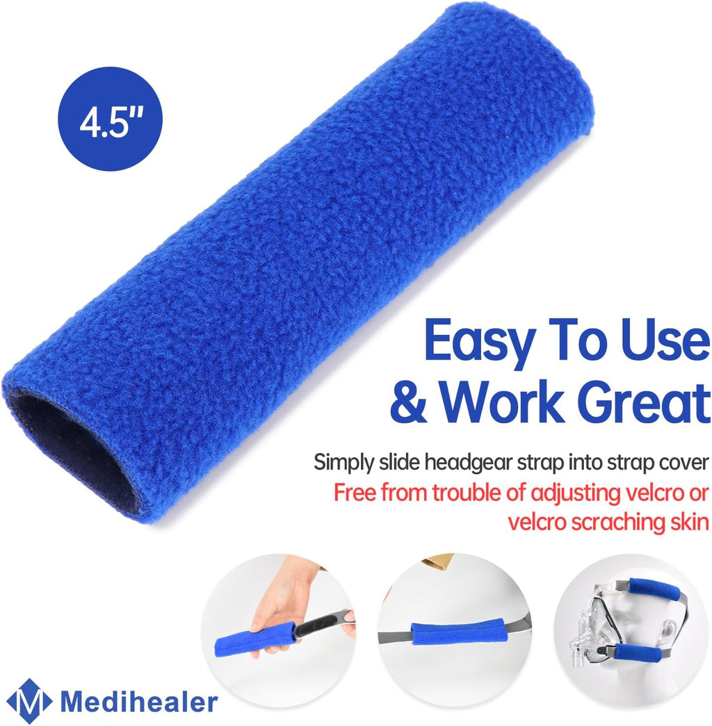 8 Pack CPAP Headgear Strap Covers, Universal and Reusable CPAP Strap Covers, Soft-Fleece Strap Pads for Reduce Red Marks, Great Value Kit Supplies by Medihealer