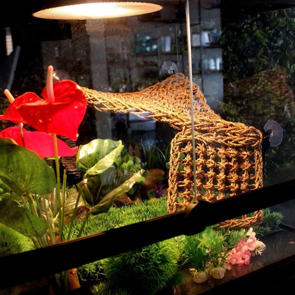 PIVBY Bearded Dragon Hammock（11.02" x 7.87", 2 PC） Reptile Lounger Climbing Toys Seagrass Fiber Habitat Tank