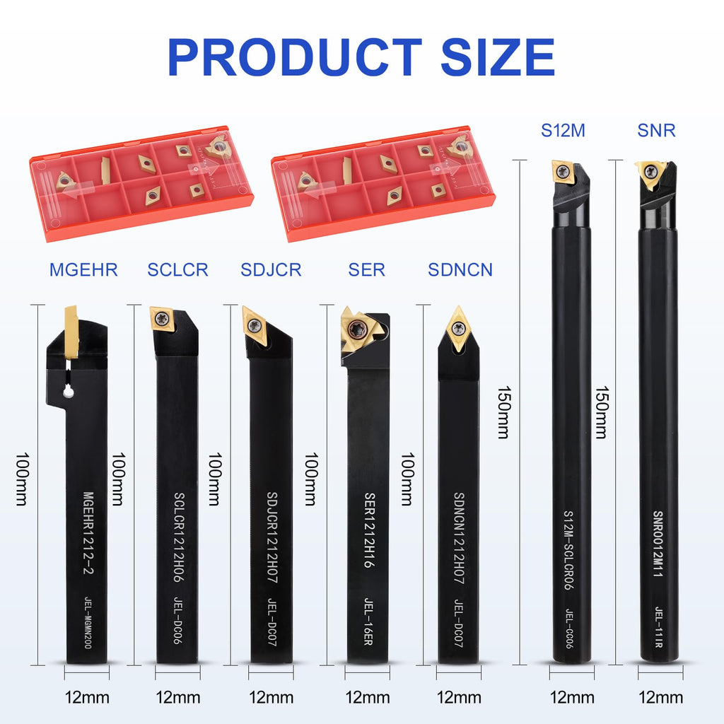 VERFUTHL Indexable Lathe Turning Tool 21Pcs Kit 1/2" 12mm Shank for Turning
