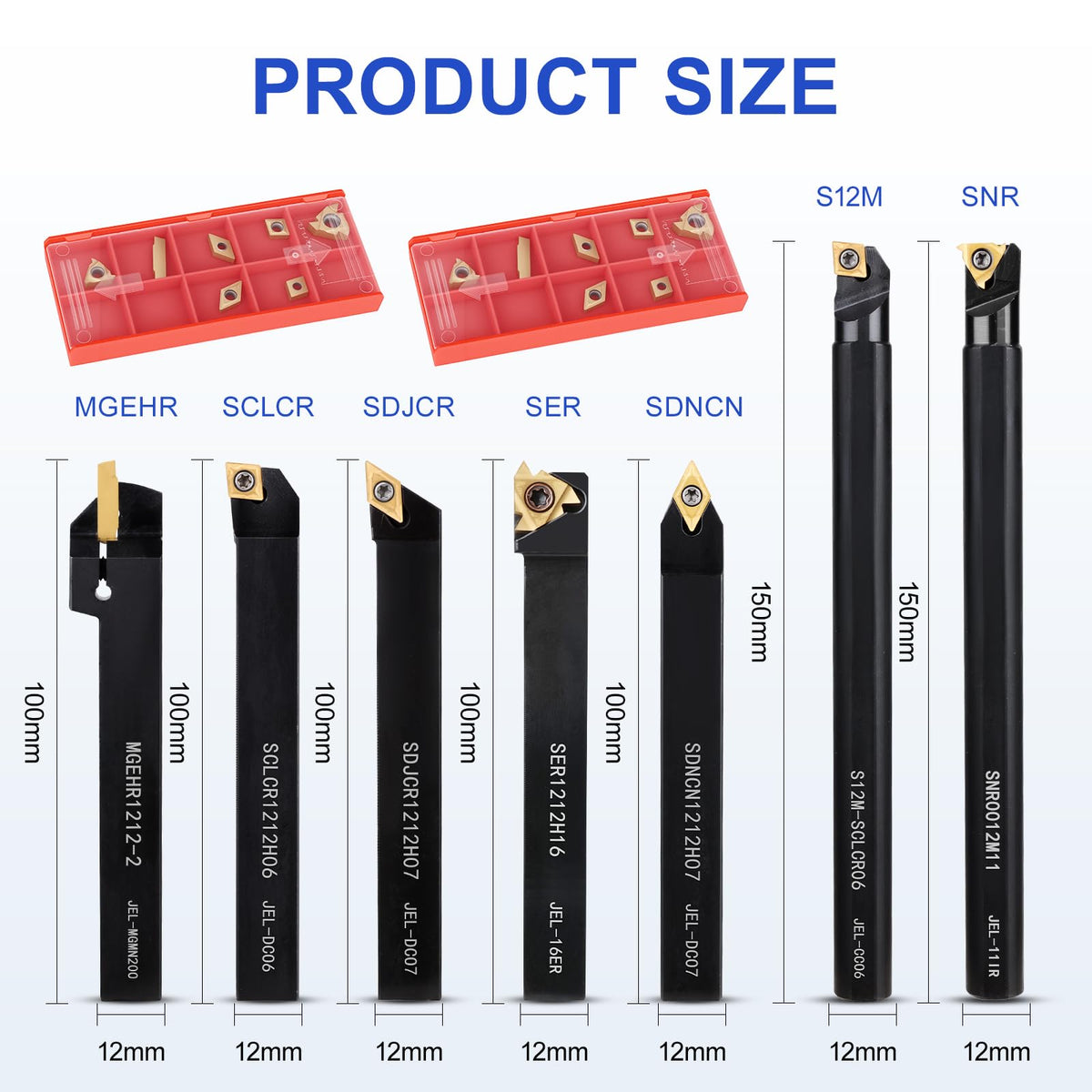 VERFUTHL Indexable Lathe Turning Tool 21Pcs Kit 1/2" 12mm Shank for Turning