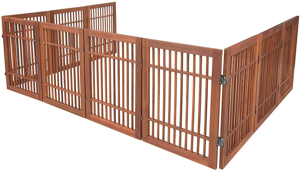 Freestanding Solid Wood Folding Pet & Dog Barrier Gate with Support Feet for Wide Indoor Openings, Hallways & Stairs
