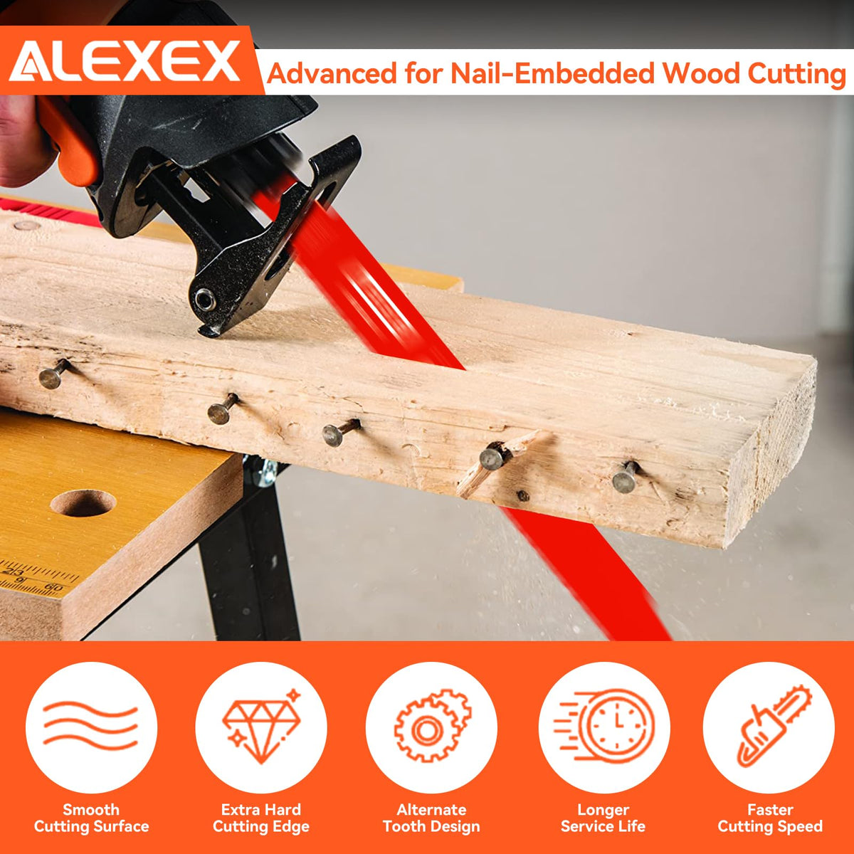 100 Pack 9 Inch 4/6 TPI Reciprocating Saw Blades for Wood and Nail-Embedded Wood Cutting, Bi-Metal Sawzall Blades for Cutting Nail and PVC Pallets etc, for Diablo Sawzall Blades