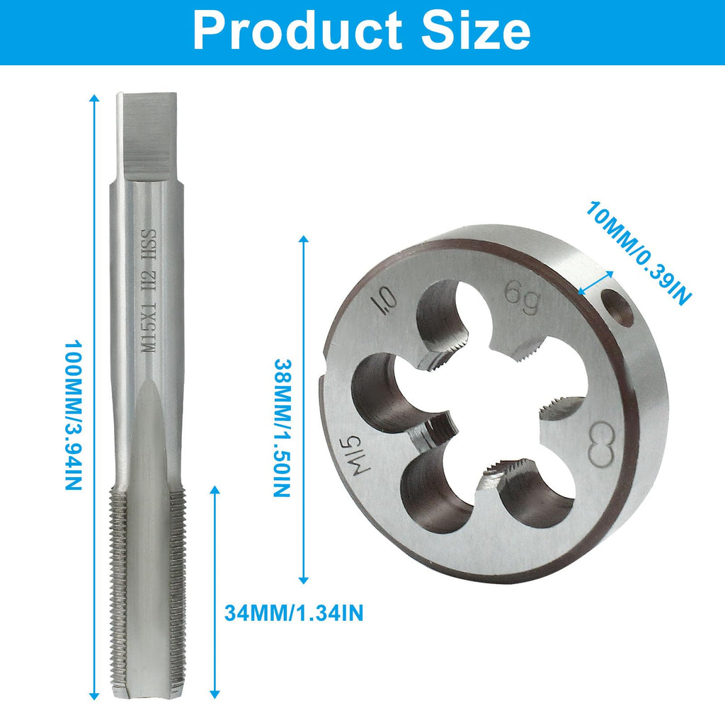 ISDVBUY M15 X 1 Metric Tap and Die Set, 2 Pack