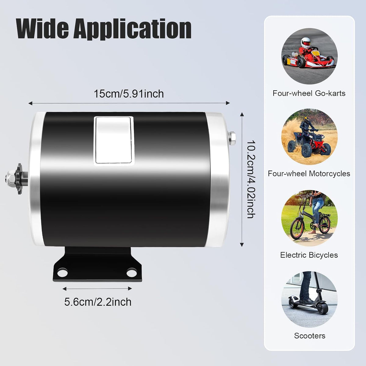 PERFERATE 1000W 36V Brushed DC Electric Motor MY1020 Brush Motor with Bottom Base 3000 RPM Electric Scooter Motors 25H-11T Chain Drive for Mini Bike, Go Cart, E-Bike, Scooter