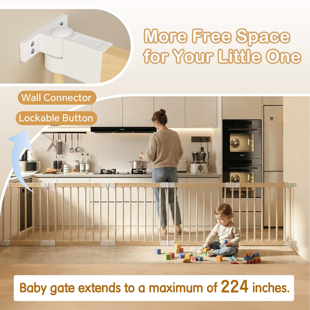 Modular Foldable Baby Playpen & Safety Activity Yard with Locking Walk-Through Gate for Infants & Toddlers
