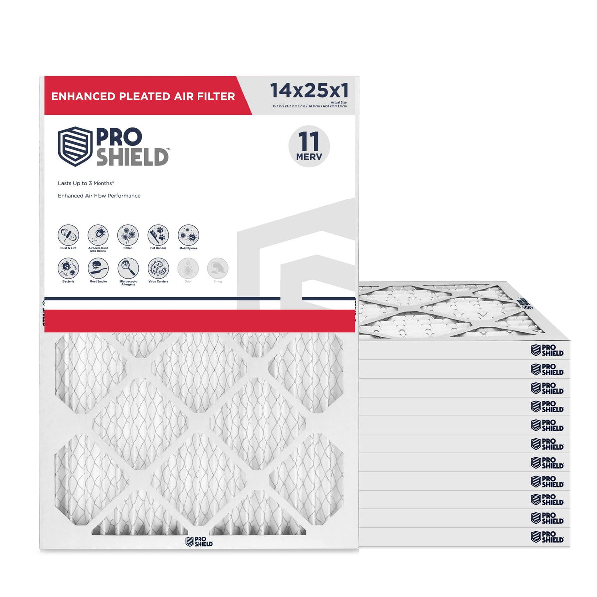 14x25x1 MERV 11 Enhanced Pleated HVAC Air Filter, 6 Pack