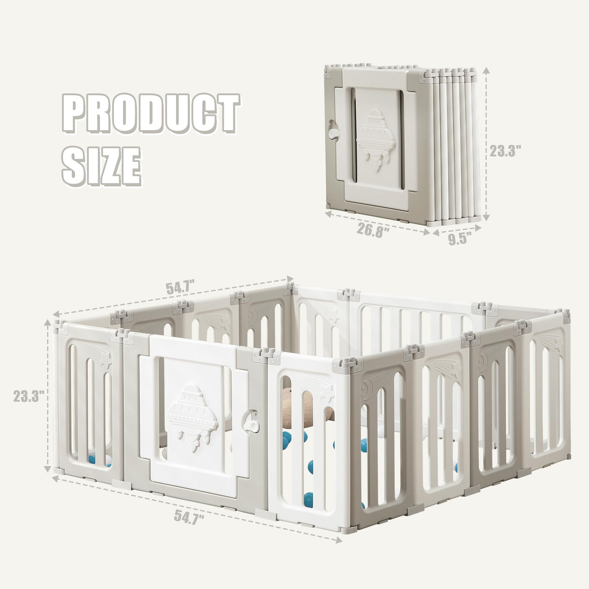 14-Panel Modular Foldable Baby Playpen & Safety Activity Yard with Locking Walk-Through Gate for Infants & Toddlers