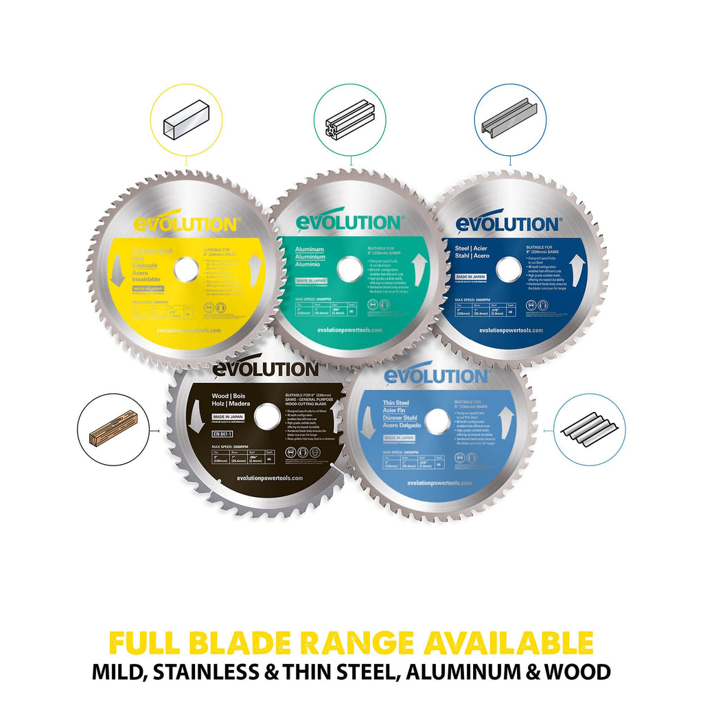 Evolution Power Tools 8BLADESS Stainless Steel Cutting Saw Blade, 8-Inch x 54-Tooth, Yellow