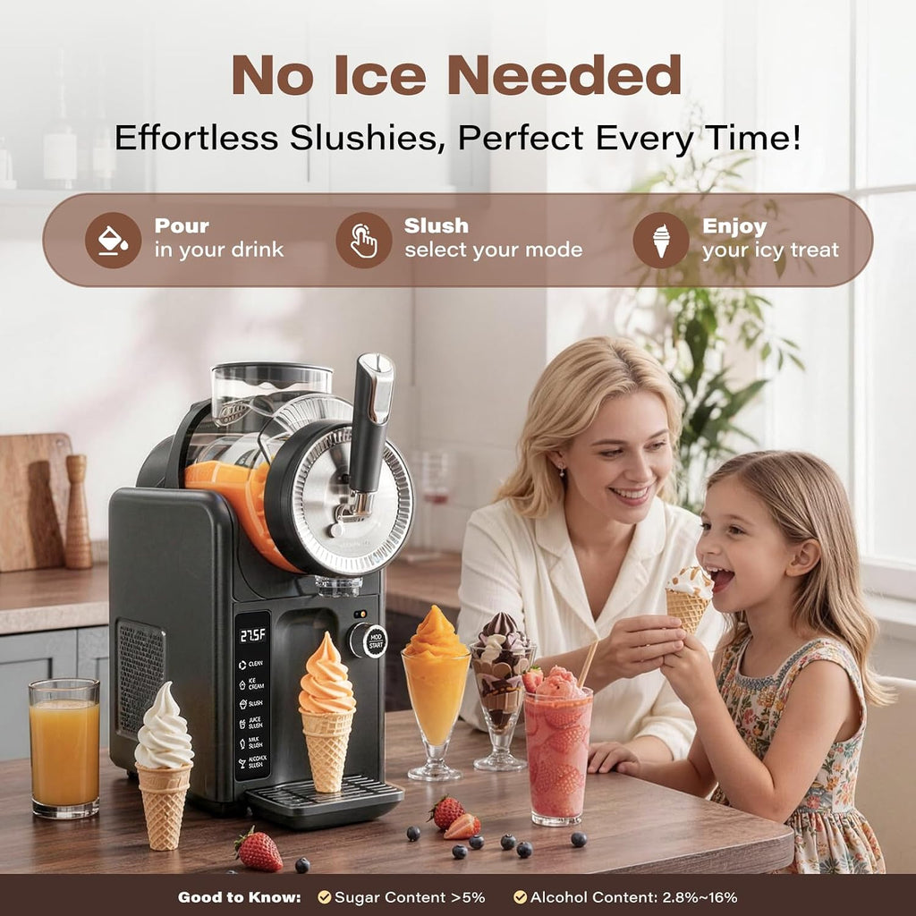 Slushie Machine for Home, No Ice Needed, Soft Serve Ice Cream Maker