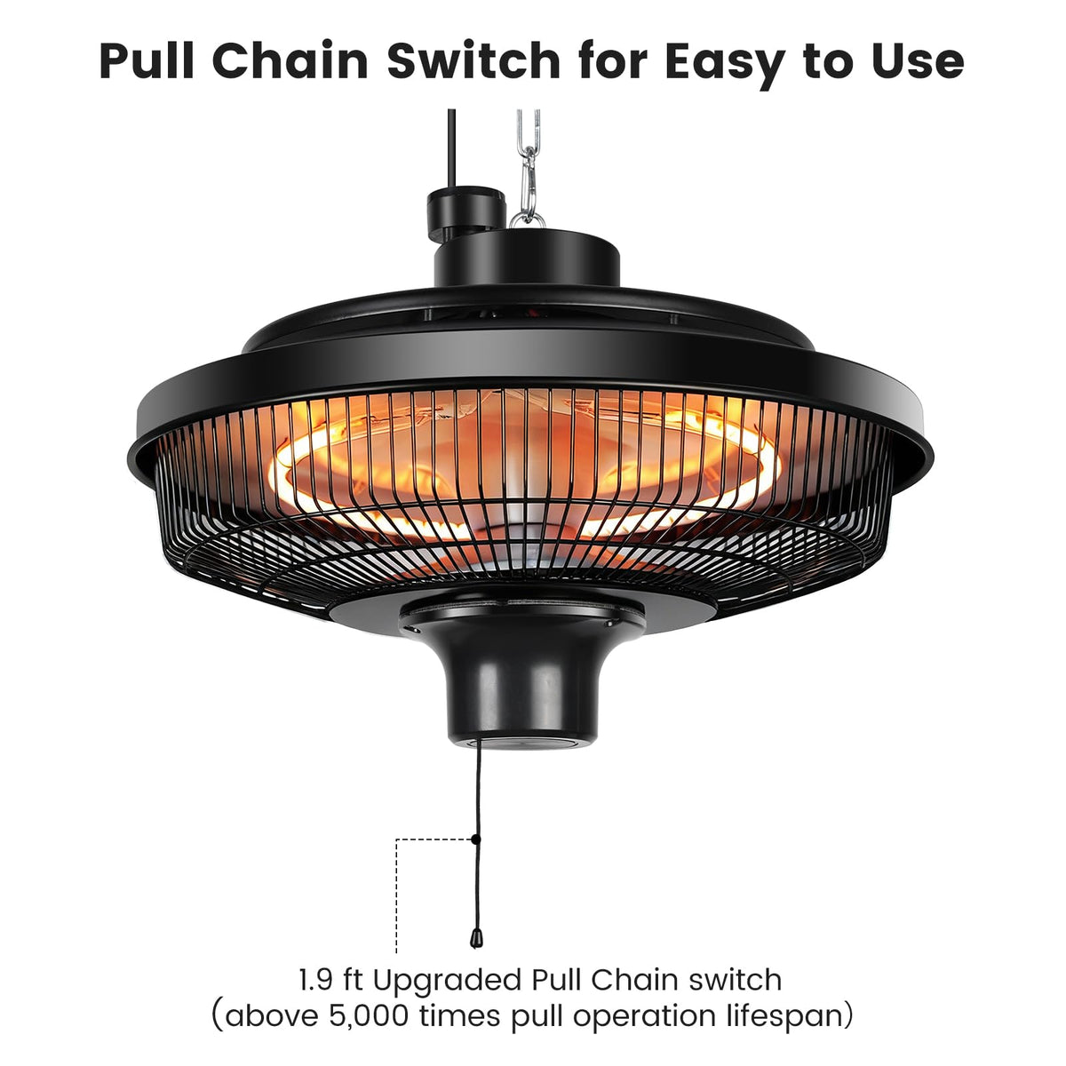 1500W Electric Ceiling Heater for Home, Patio, Gazebo & Greenhouse