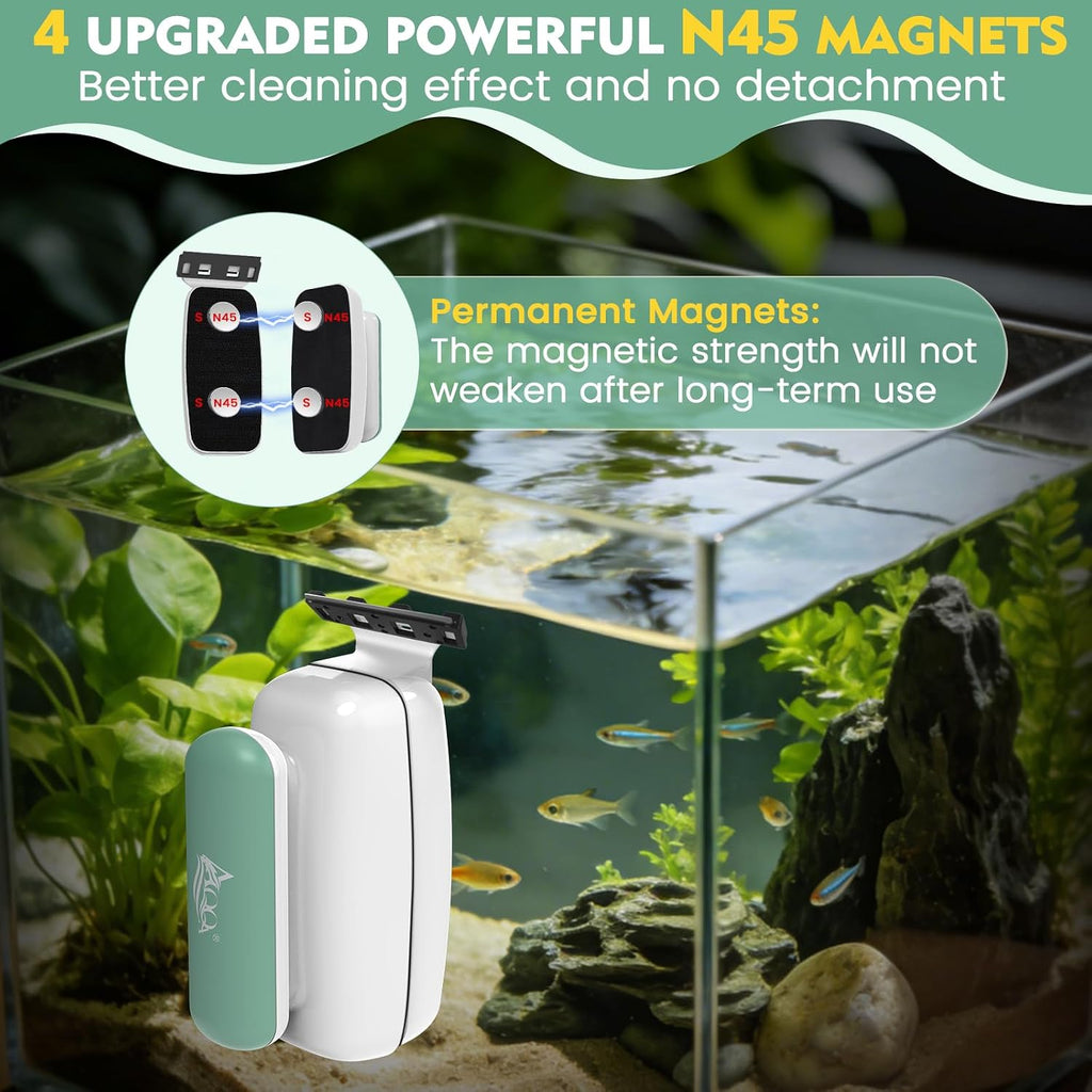 Magnetic Aquarium Glass Cleaner,Dual Blade Algae Scraper for Fish Tank