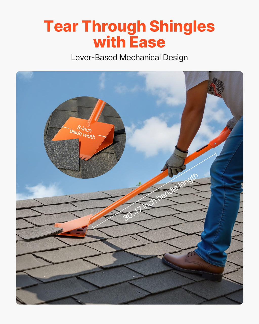 Shingle Shovel 4 Pack, D-Grip Handle Shingle Roof Ripper, High Hardness 45# Steel & Lightweight Easy Tearing Off