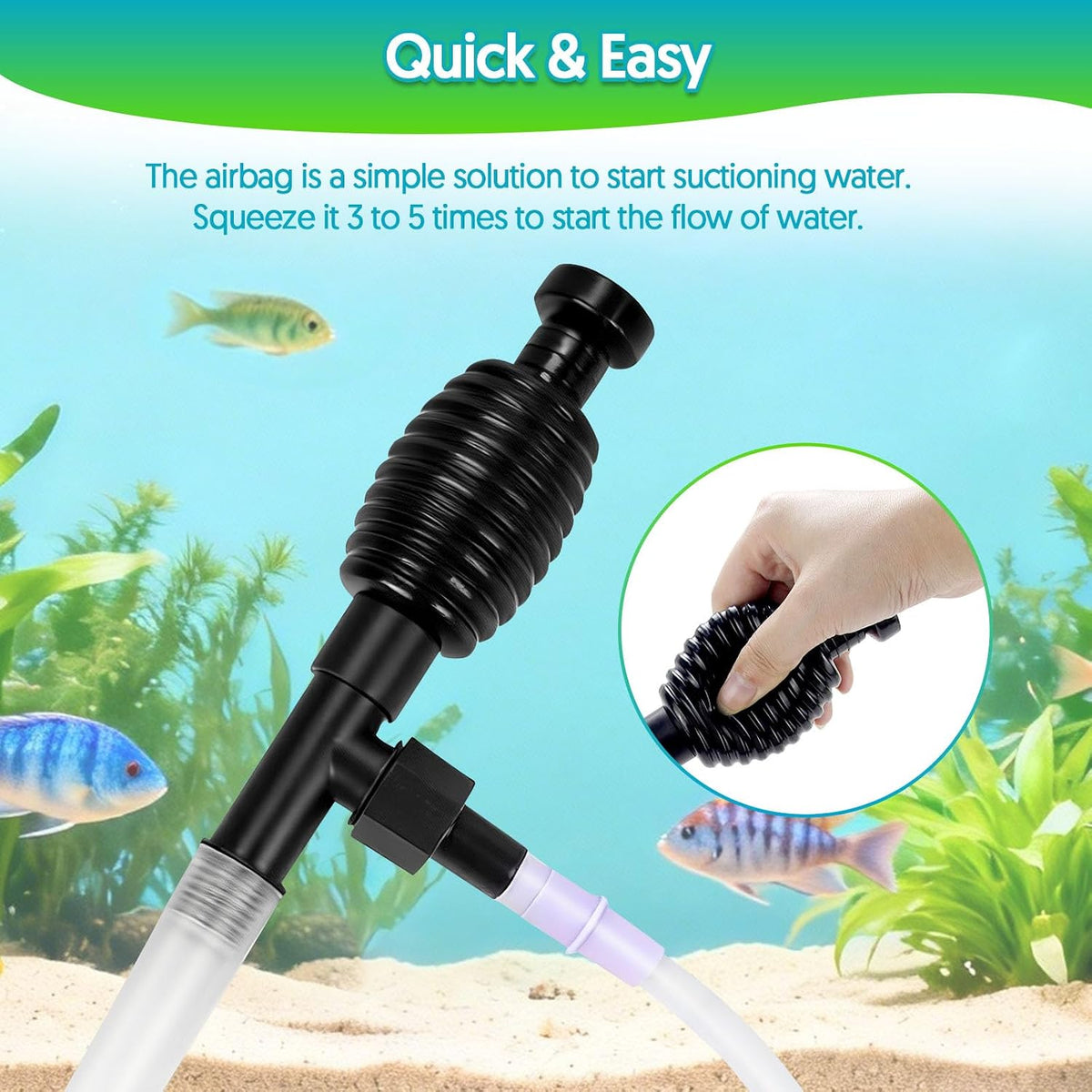 Fish Tank Cleaner Gravel Vacuum for Aquarium