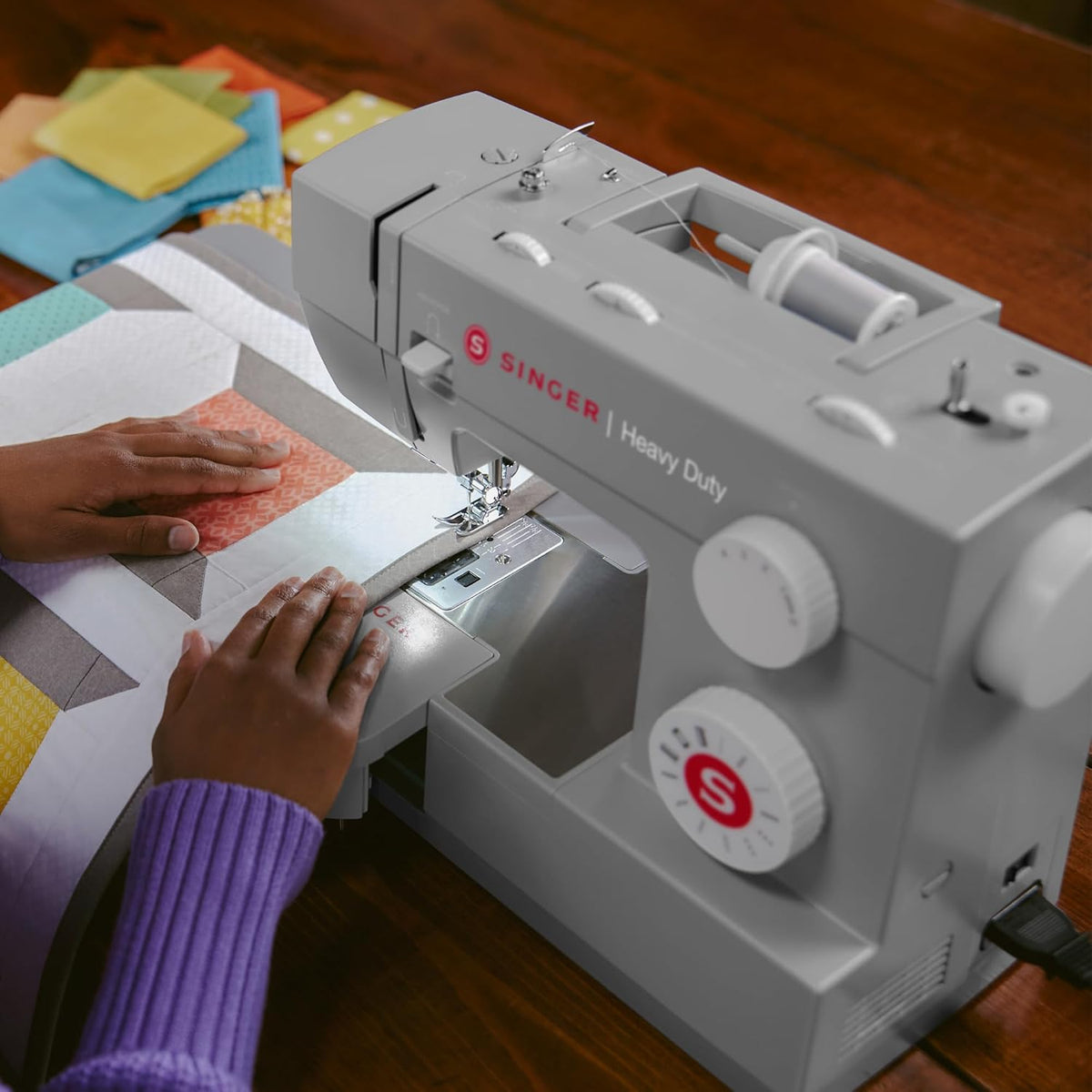 4411 (Grey) High Speed Heavy Duty Sewing Machine with Accessories | 11 stitches deliver 69 applications, 50% more
