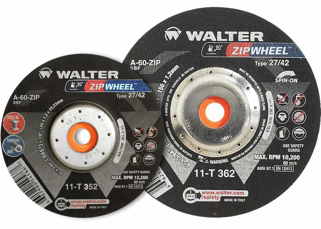 Walter Zip Wheel Cut-Off Wheel, Spin-On 4-1/2" X 3/64" X 5/8"-11, Pack of 25 (11T342)