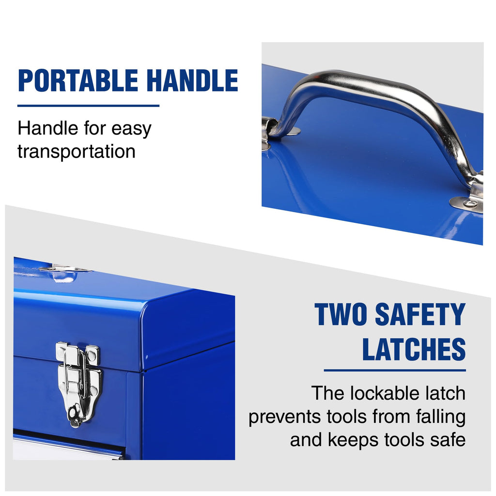 18-Inch Tool Box with 2 Drawers & Top Storage