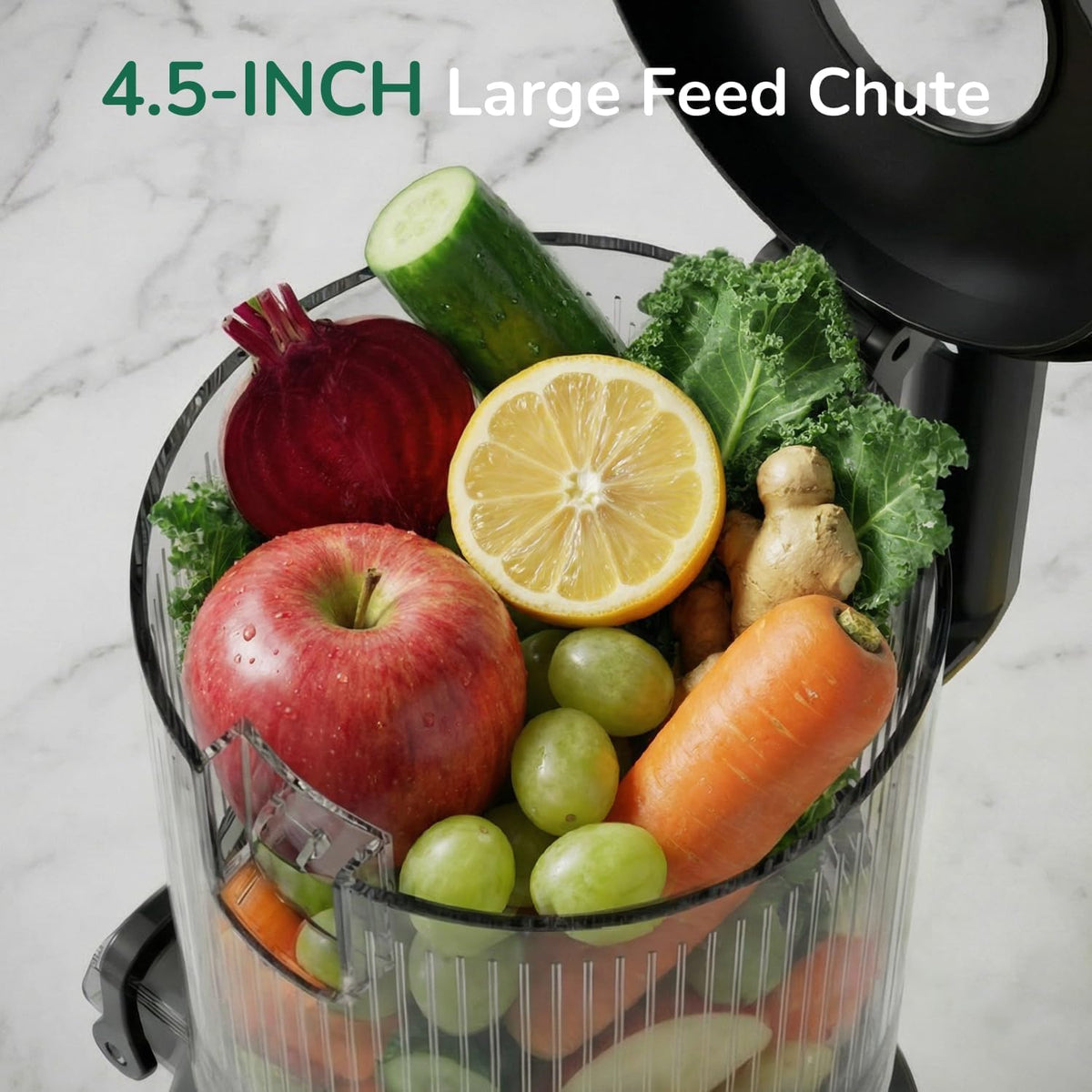 2-in-1 Cold Press Juicer C03, Makes Juice & Nut Milk | 4.5" Wide Feed Chute Masticating Juicer Machine, 2-in-1