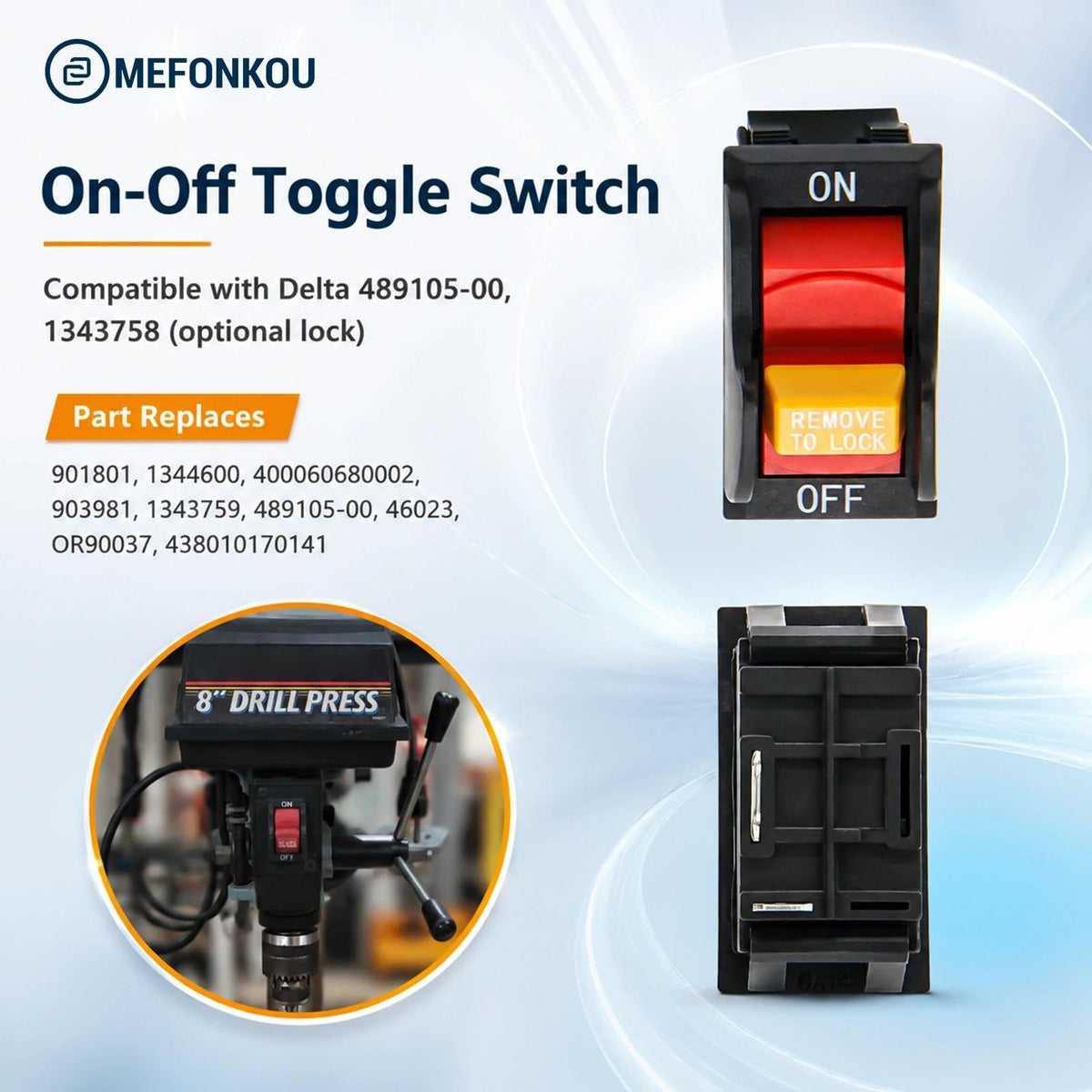 MEFONKOU SW7B On-Off Toggle Switch 2 Prong for Table Saws (2/Pack)