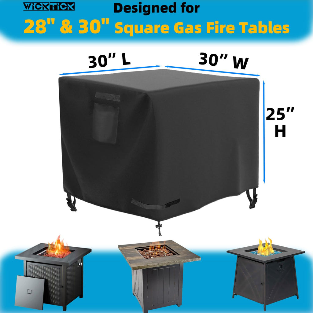 Square Fire Pit Table Cover 30 x 30 x 25 inch, Waterproof, Heavy Duty