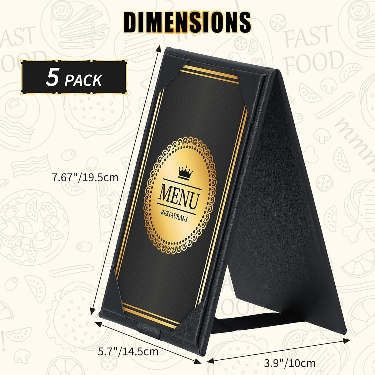 PU Leatherette Table Tents, 12Pcs Double-Sided Menu Holders 5 x 7"