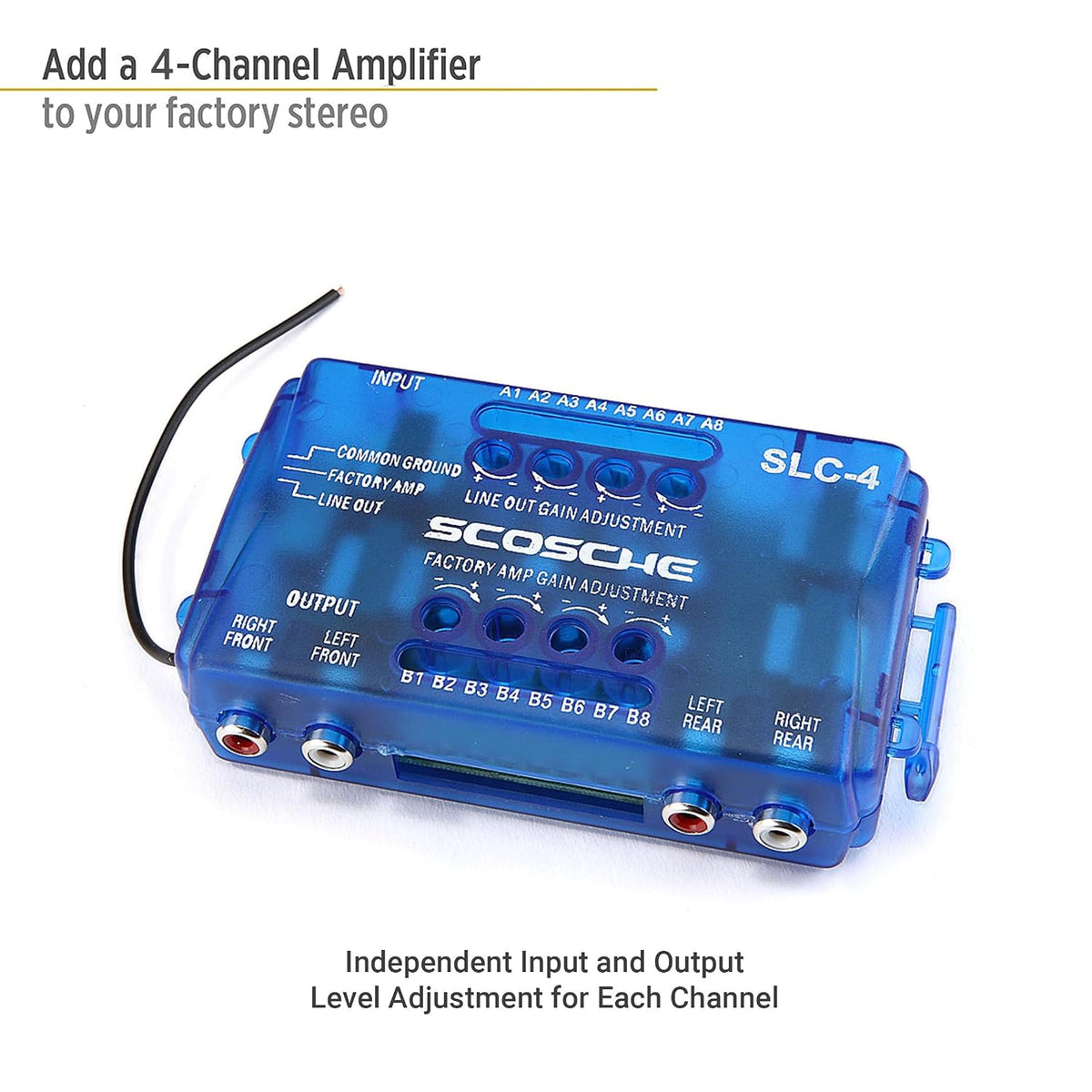 SLC4 Line Output Converter/OEM Premium Amplifier Adapter - 4CH LOC High/Low RCA Converter Car Audio - Add New Amp or