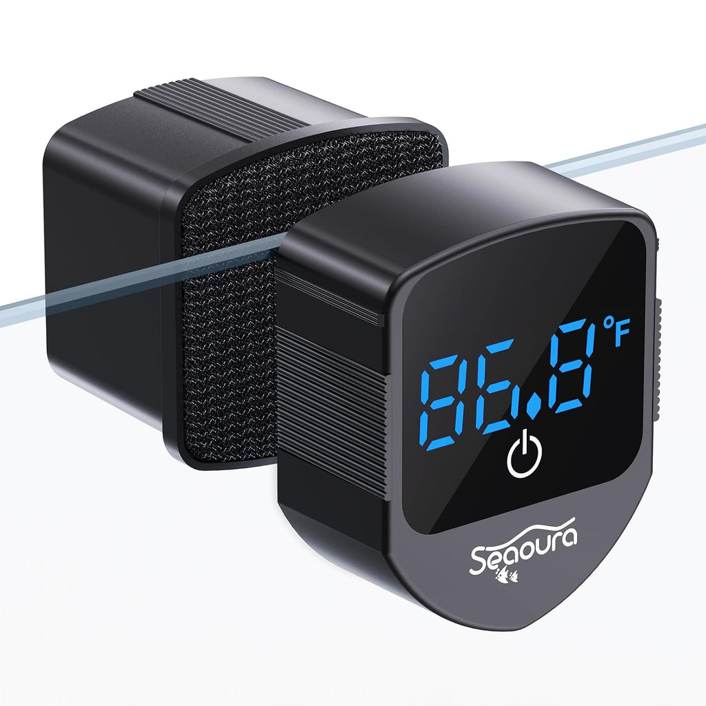 2-in-1 Aquarium Magnetic Cleaner with Digital Aquariums Thermometer
