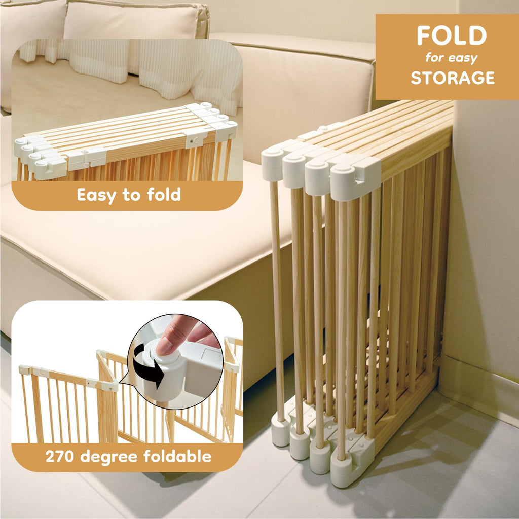 Modular Foldable Baby Playpen & Safety Activity Yard with Locking Walk-Through Gate for Infants & Toddlers